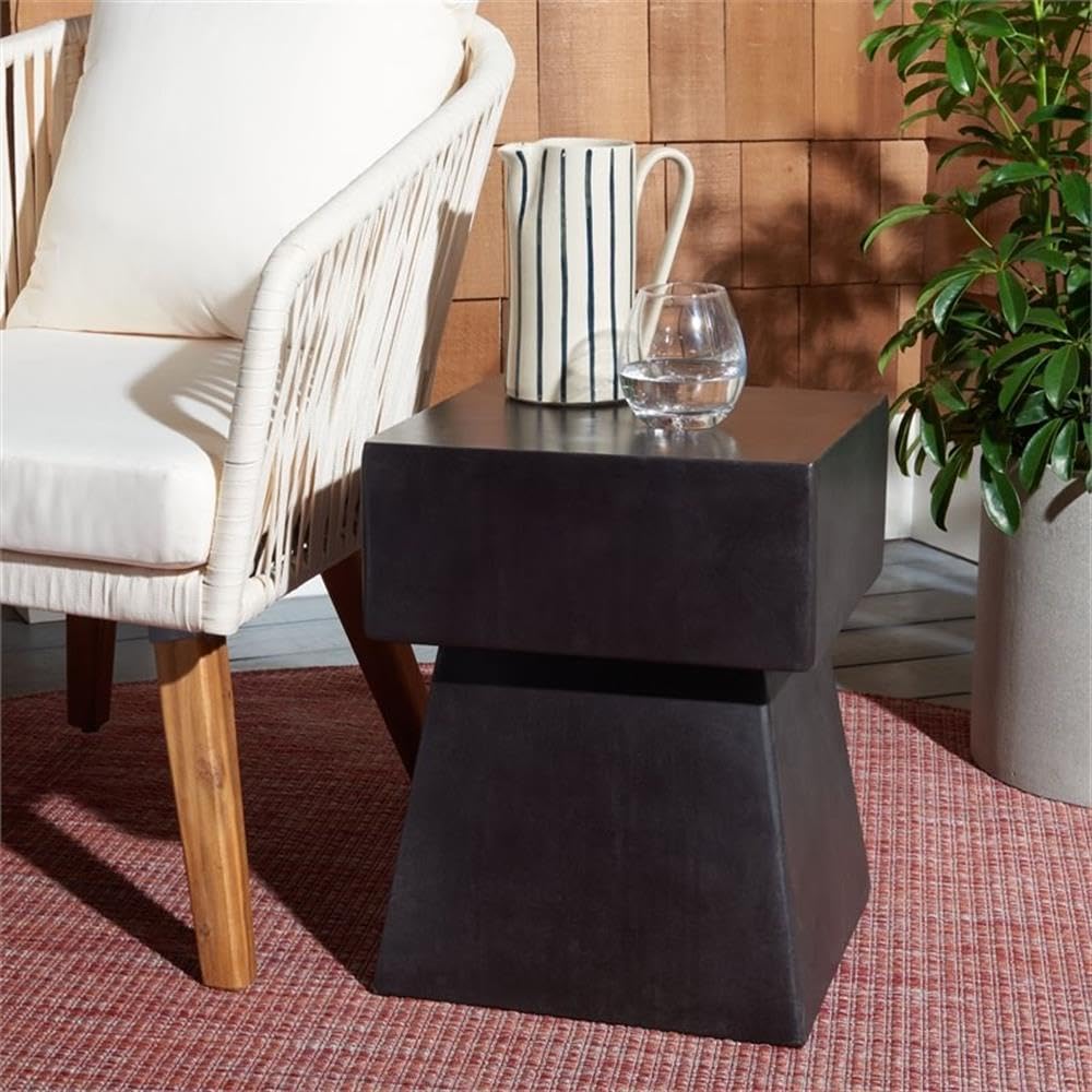 Outdoor Zen Black Mushroom Modern Concrete Accent Table