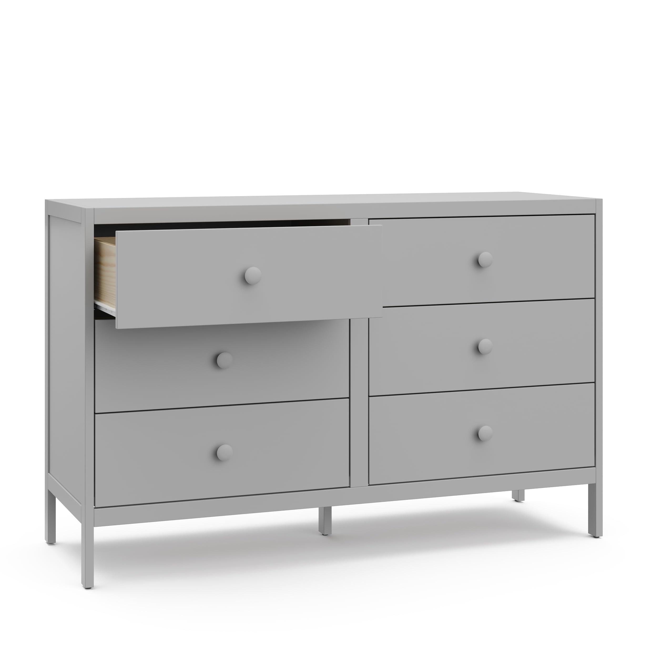 Theo 6 Drawer Dresser (Pebble Gray) - GREENGUARD Gold Certified, Interlocking Drawer