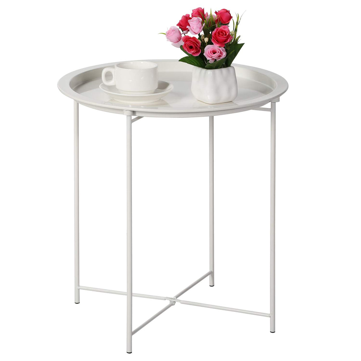 Side Table,Round Tray Table Foldable Multi-Purpose Sofa,Coffee