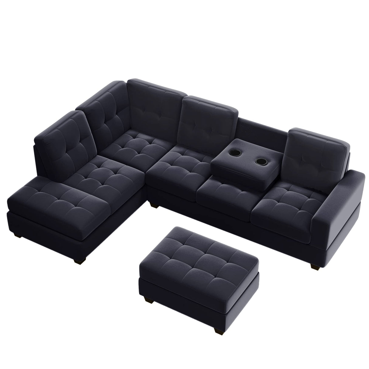 Modern Sectional Sofa with Reversible Chaise, L Shaped Couch Set