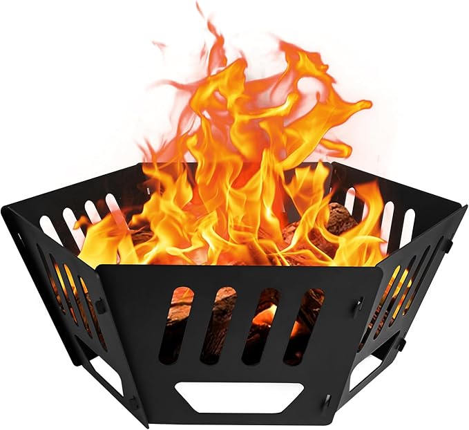 24-inch Fire Pit, Outdoor Portable Wood-Burning Fire Pit Log Stove Fireplace for Camping