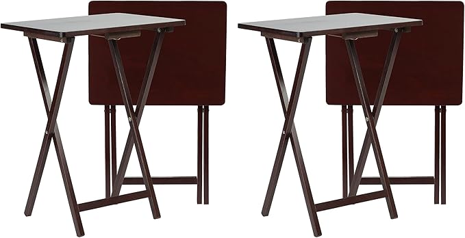 Black Wooden Folding TV Tray Tables - Portable Snack Table Set (2–10 pcs)