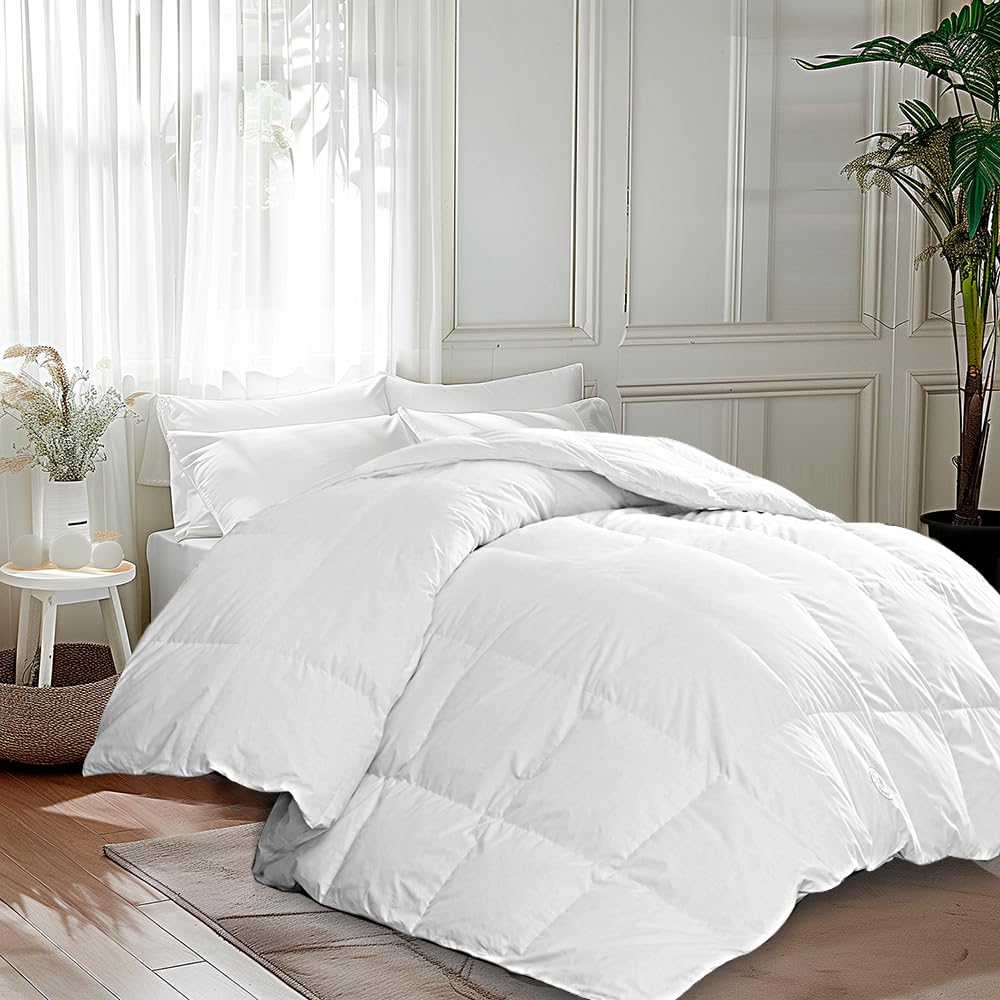 Goose Feather Down Fiber Cotton Comforter Queen Size, Feather Duvet Insert Queen,