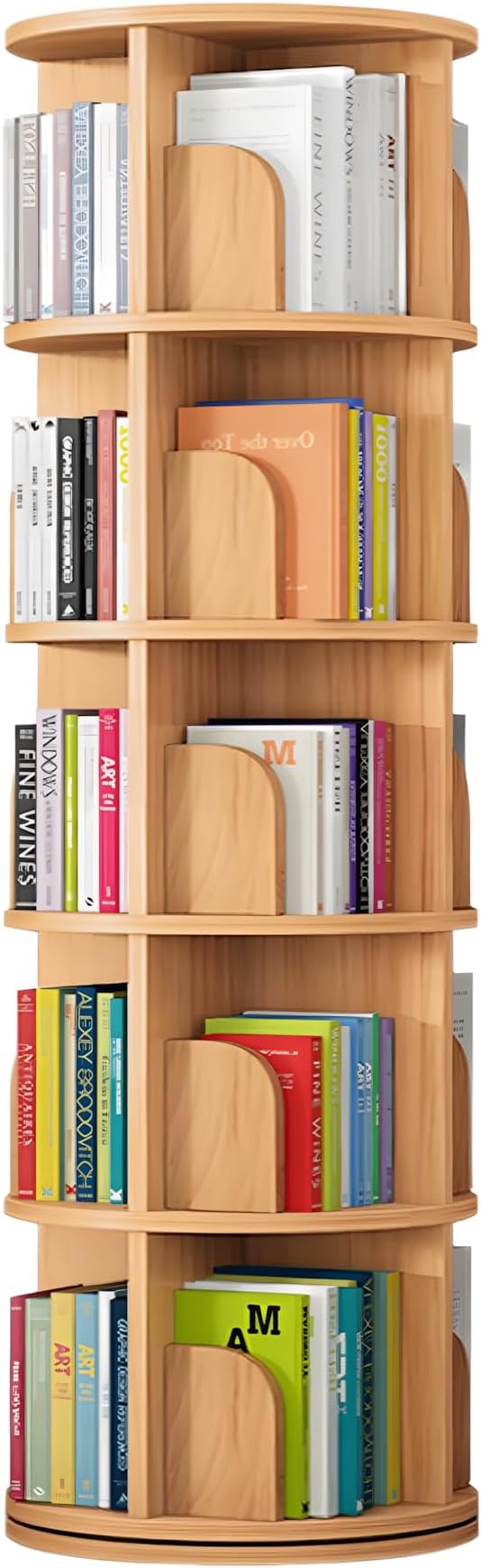 360 Display Rotating Bookshelf Tower,Rotating Bookshelf for Kids&Adults,3 Tier Rotating Stackable Shelves