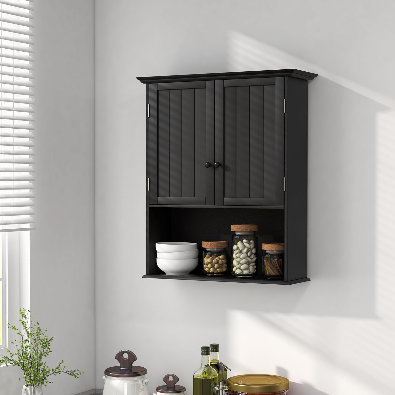 Bathroom Organizers and Storage Cabinet with 2 Doors and an Adjustable Shelf