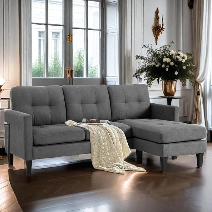 Modern Sofa - Convertible Sofa Sleeper Sofa Bed Couch Set with Reversible Chaise
