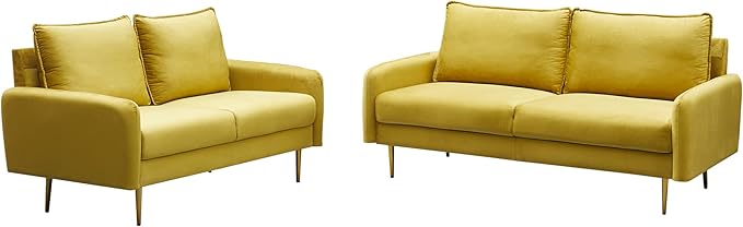 Velvet Sofa Modern Couch Tufted Loveseat with Metal Legs for Living Room