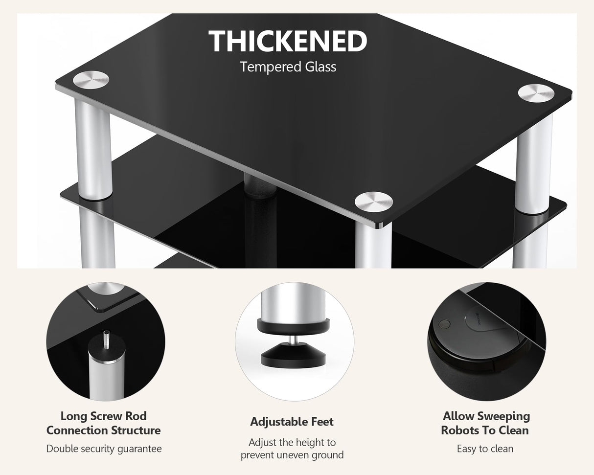 4-Tier Media Stand Audio/Video Component Cabinet with Glass Shelf