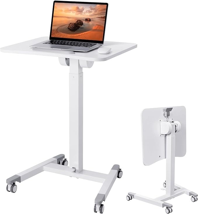 Mobile Standing Podium Desk Laptop Sit to Stand Height Adjustable Workstation
