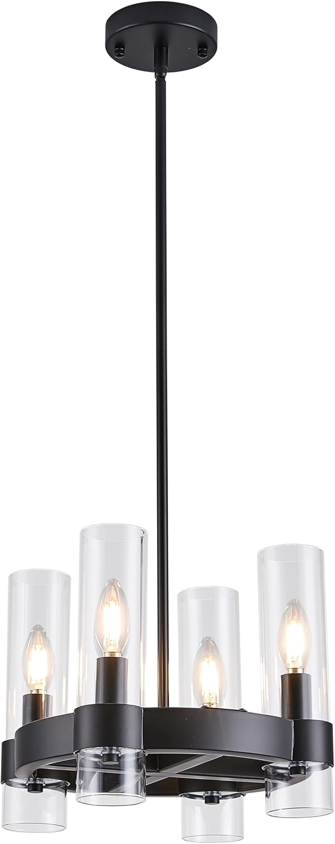 Wagon Wheel Chandelier 8-Light Glass Pendant Light, Industrial Modern Golden Pendant