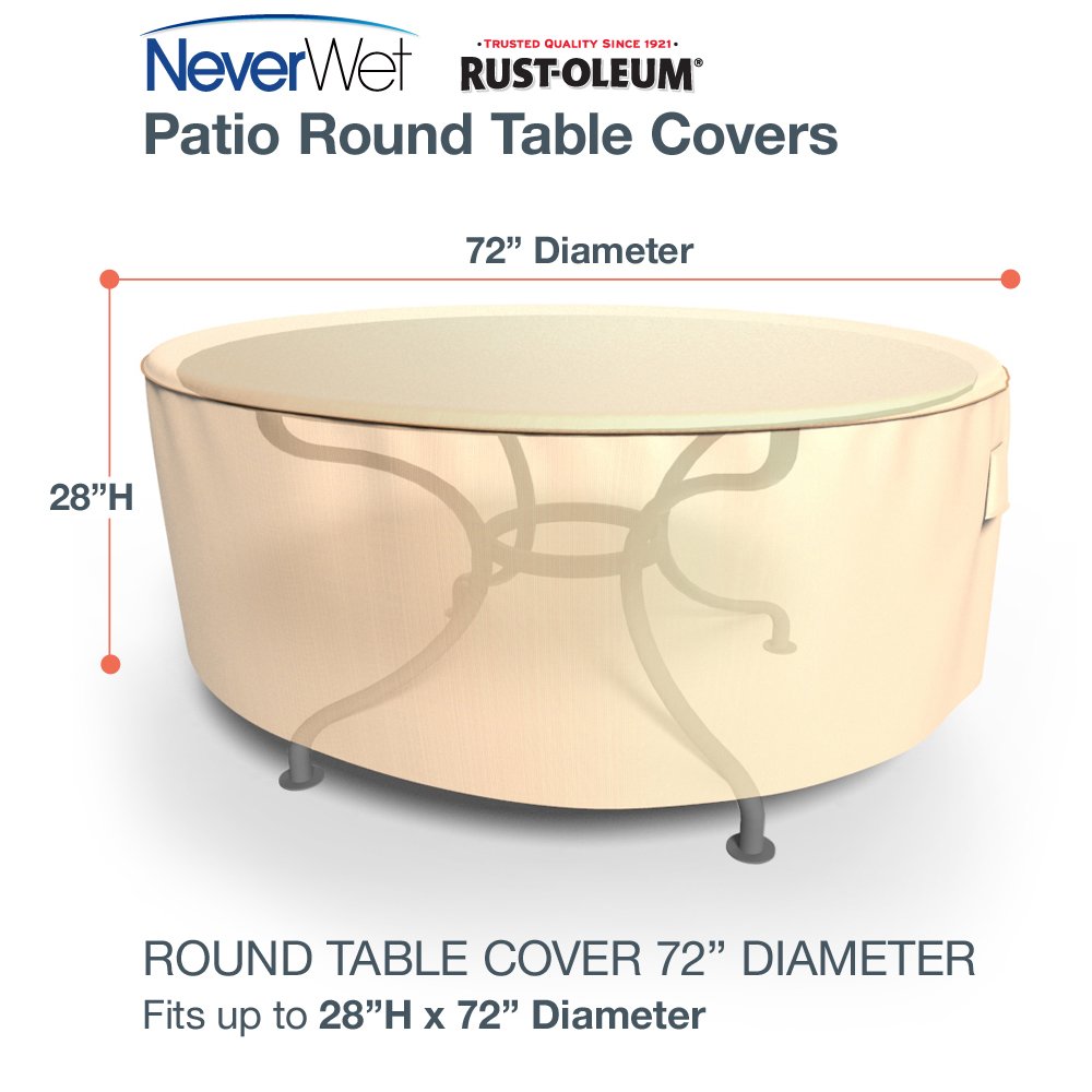 NeverWet Savanna Round Patio Table Cover, Tan, Extra-Large