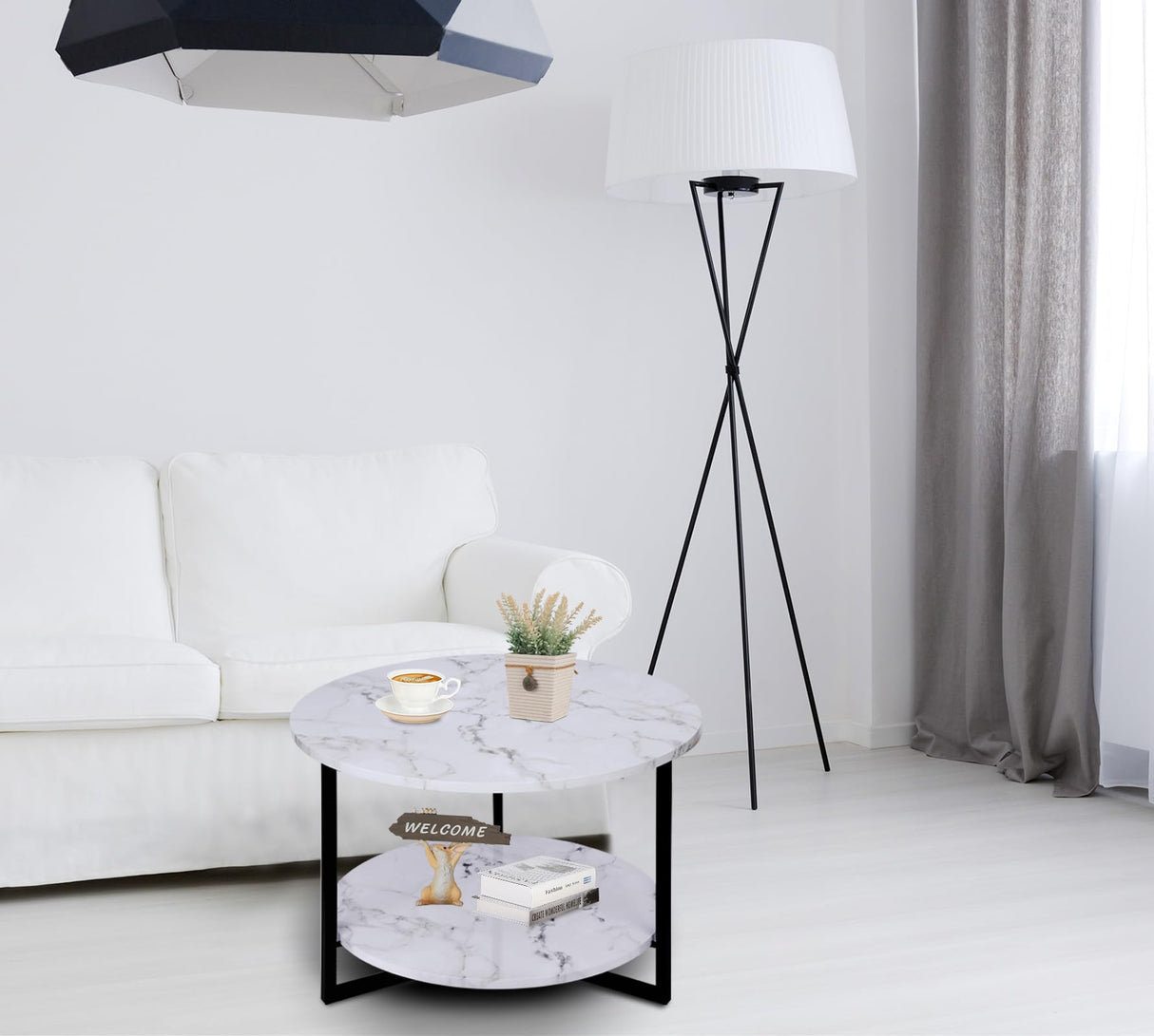 Modern Coffee Table,Faux Marble Tables for Living Room