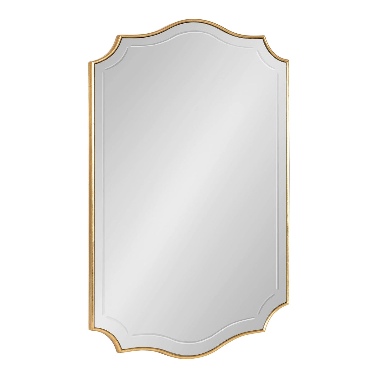 Hollyn Glam Scalloped Wall Mirror, 20 x 30, Gold, Decorative Traditional Wall Decor
