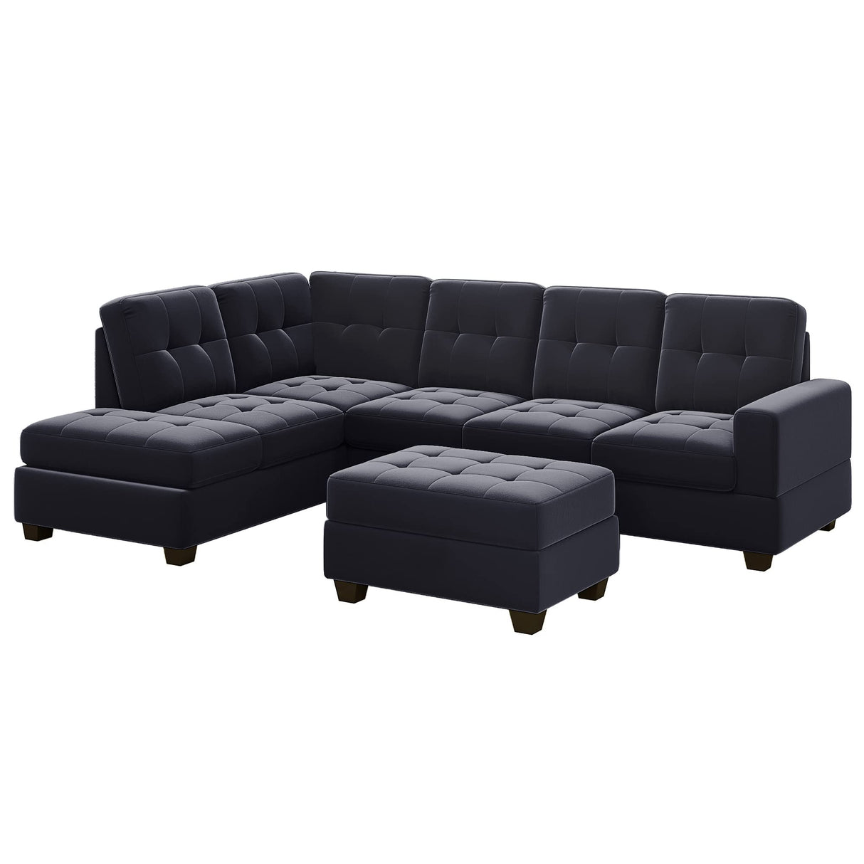 Modern Sectional Sofa with Reversible Chaise, L Shaped Couch Set
