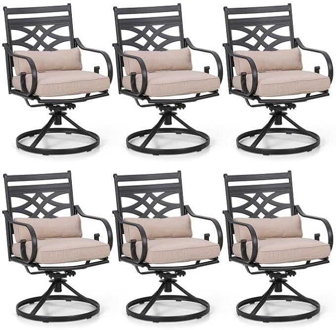 Patio Dining Chairs Set of 6, Outdoor Metal Armchairs, Outdoor Dining Chairs