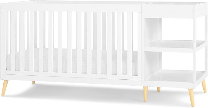 Essex 4-in-1 Convertible Baby Crib, Grey with Natural Legs