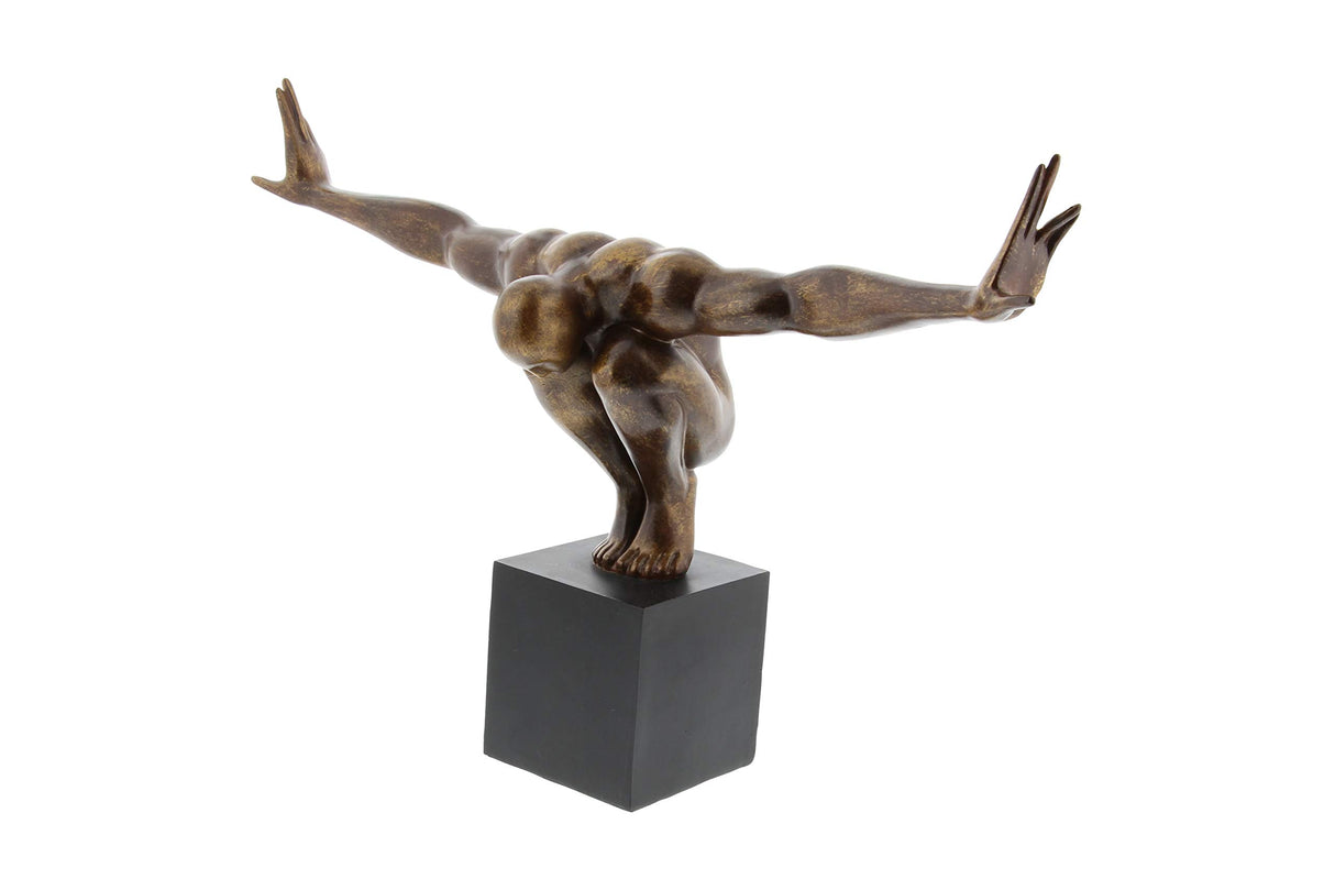 Polystone Diver Decorative Sculpture Home Decor Statue with Black Base