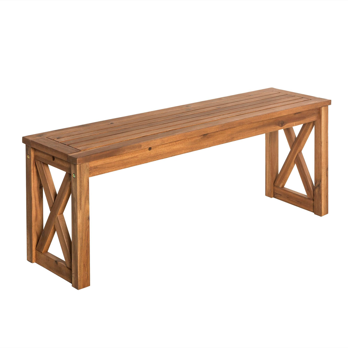 Roanoke Modern Solid Acacia Wood X Frame Outdoor Bench