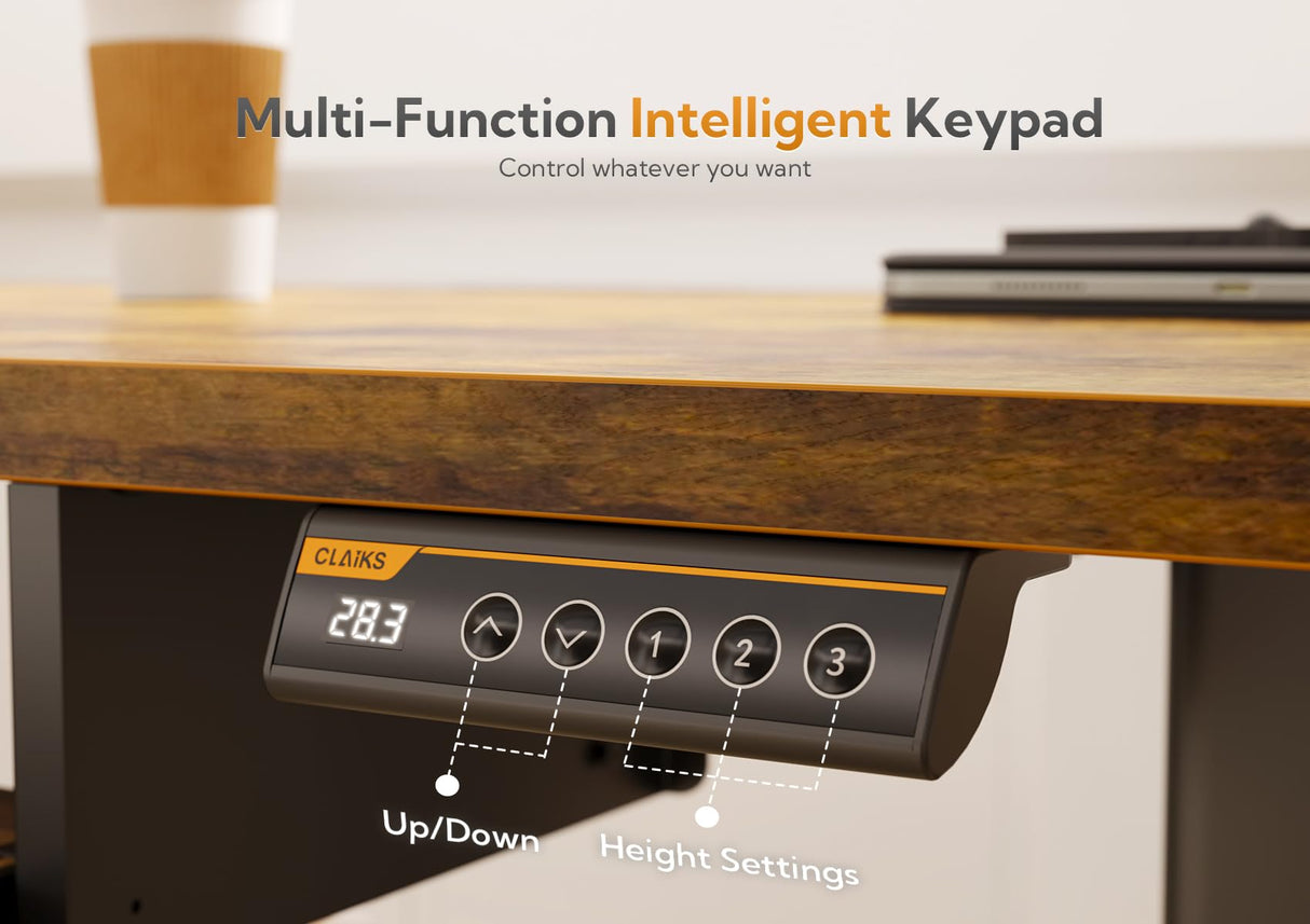 Desk with Keyboard Tray, Standing Desk Adjustable Height, Raising Desks for Home Office and Computer Workstation, 48 Inches, Rustic Brown