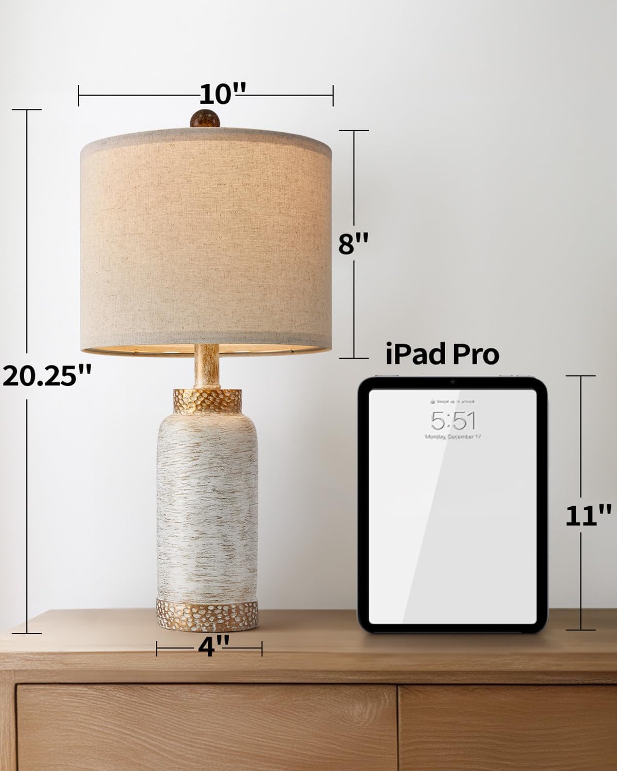 Table Lamp for Bedroom Living Room 20.25" Farmhouse Rustic Vintage Small Lamps