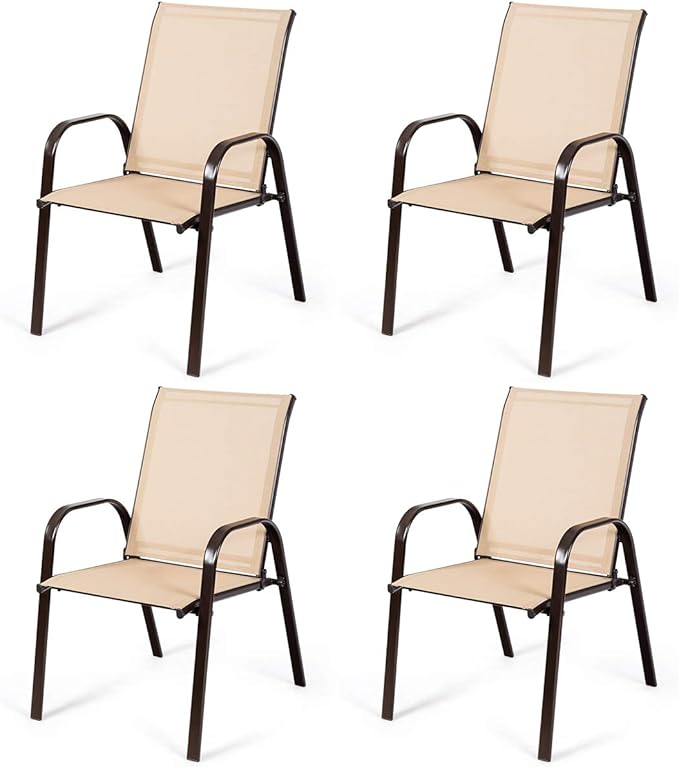 2 Piece Patio Chairs, Outdoor Camping Chairs with Breathable Fabric