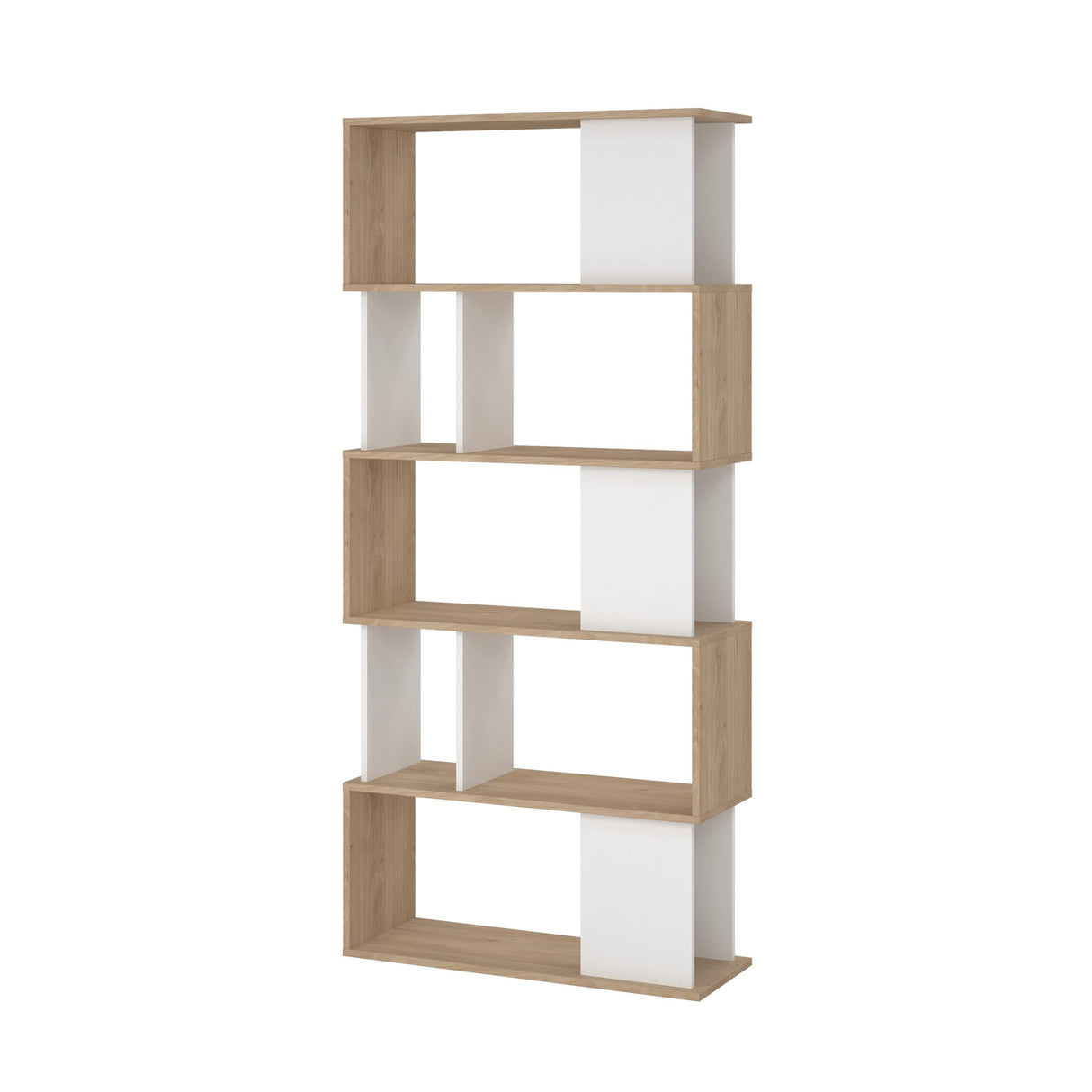 Modern Bookcase, Display Shelf and Decorative Room Divider with 7 Fixed Storage Shelves