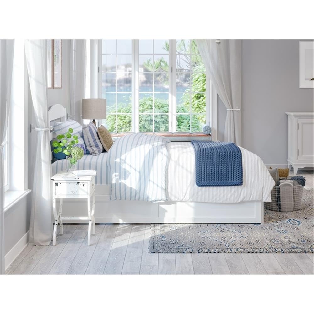 AFI Warren Solid Wood Twin XL Traditional Bed w/Twin XL Trundle in White