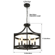 WBinDX 6-Light Black Chandelier, Modern Hanging Pendant Lighting, Convertible Semi Flush Mount Ceiling Light Fixture Rustic Vintage Farmhouse Chandeliers for Dining Room Kitchen Foyer Entryway