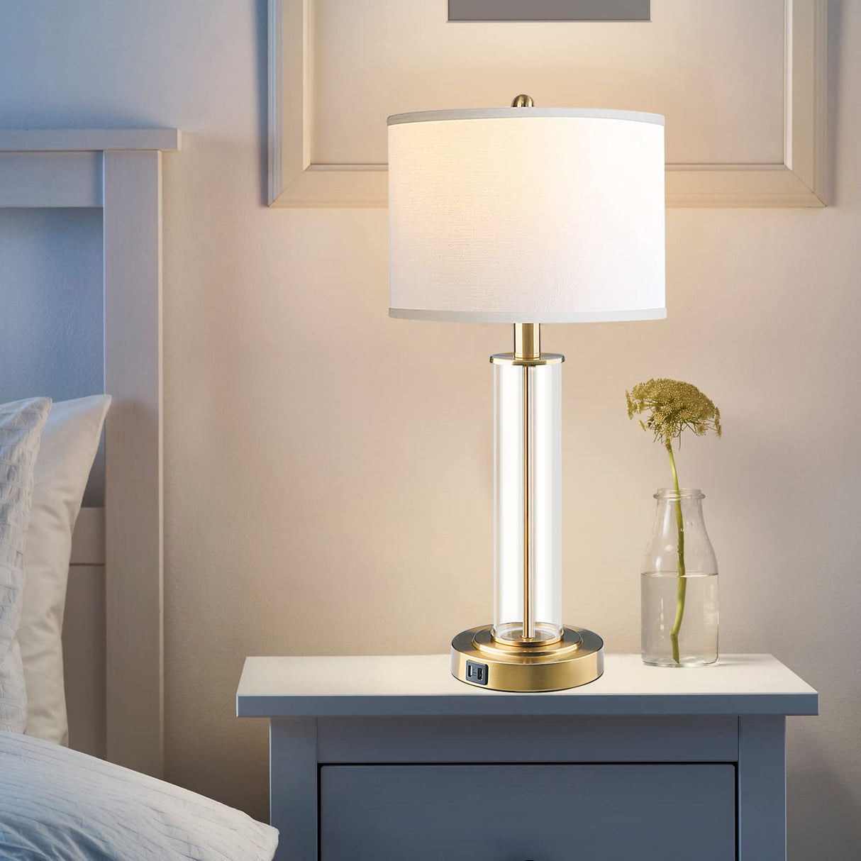 Lamps for Living Room,Touch Control Gold Lamps for Bedrooms Set of 2