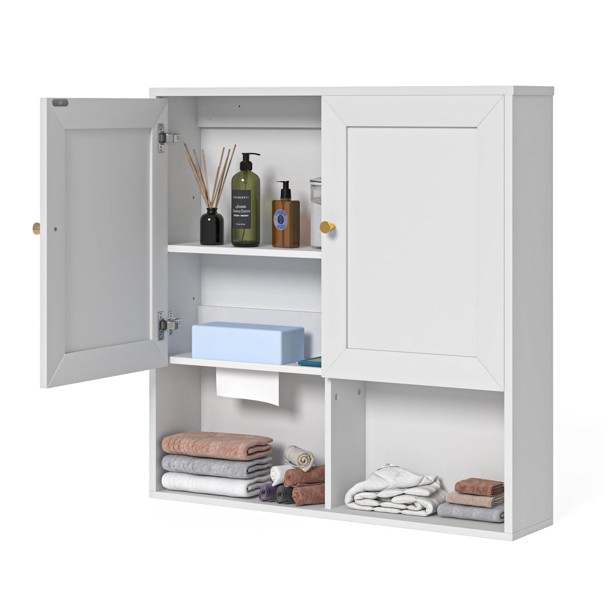 Bathroom Wall Cabinet, Medicine Cabinet with 2 Door and Adjustable Shelves