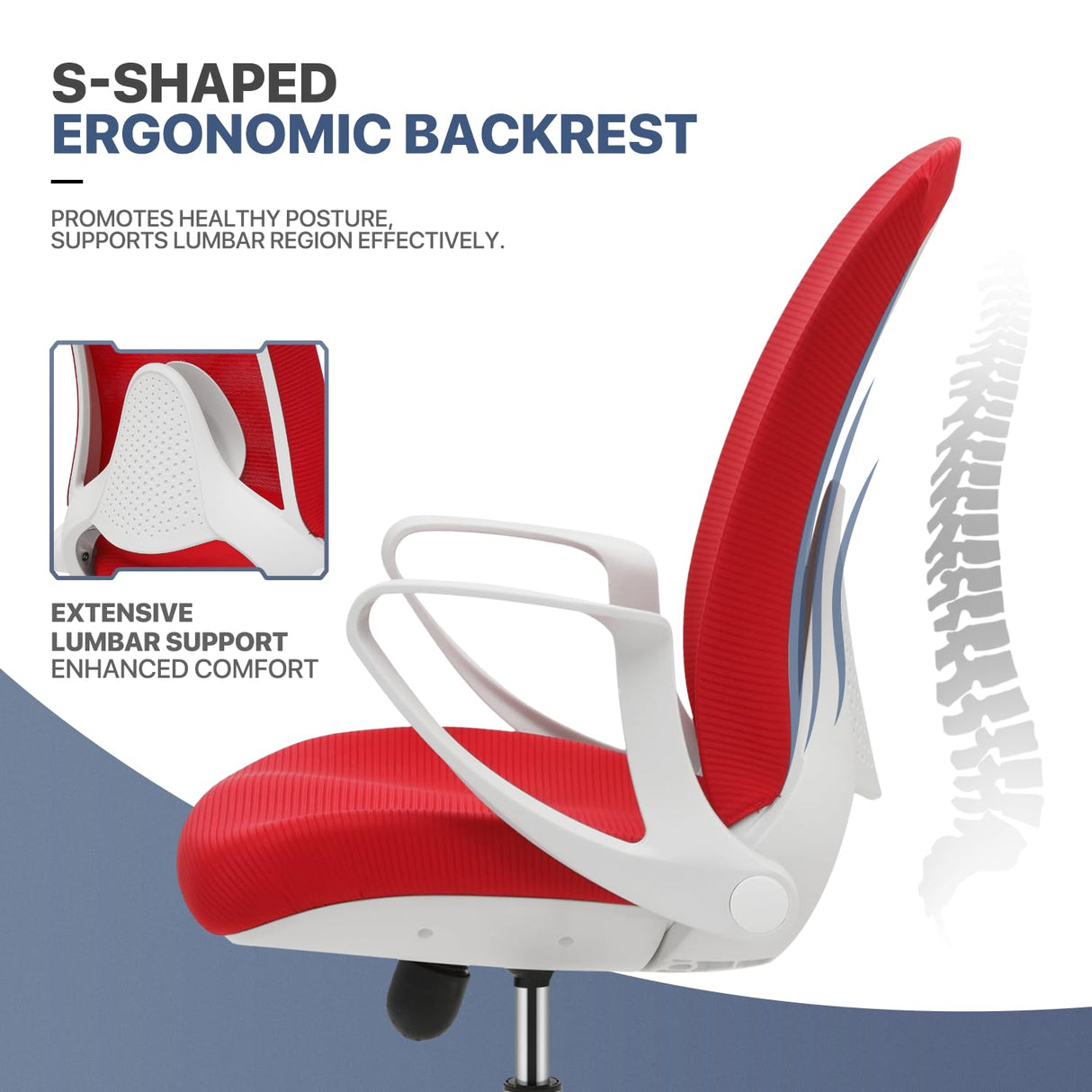 Ergonomic Mesh Office Chair with Lumbar Support and Flip-up Arms