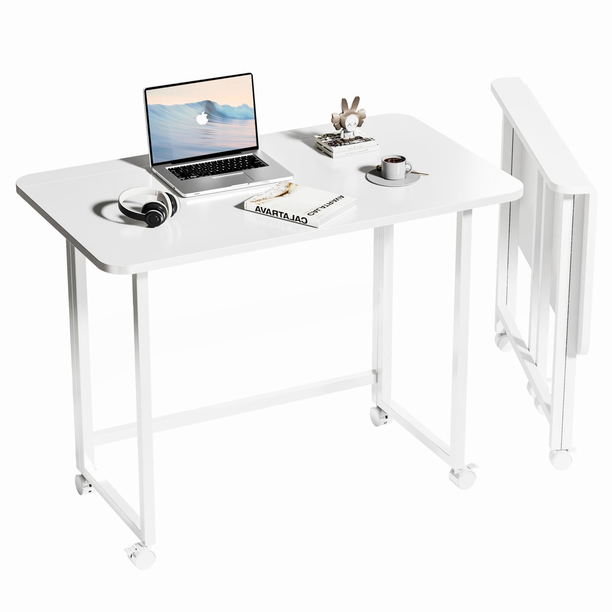 Folding Desk,Not Require Assembly,Small Foldable Desk 31.5" for Small Spaces