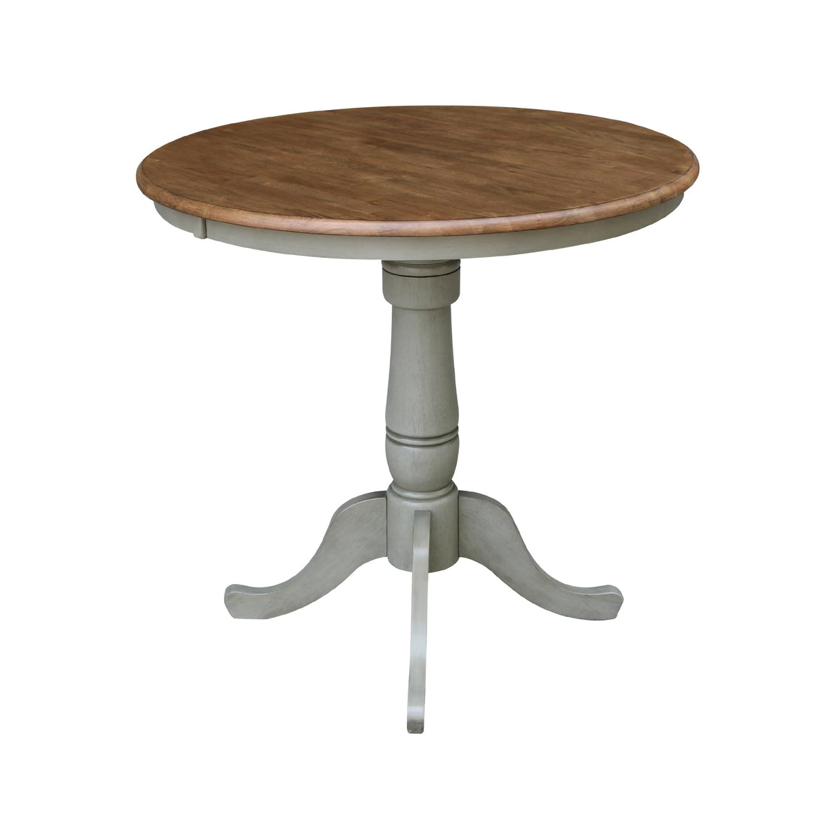 IC International Concepts 36" Round Top Pedestal Counter Height-Distressed Hickory/Stone Finish Dining Tables