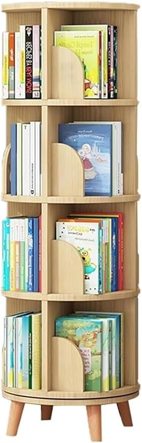 Rotating Bookshelf,Corner Bookshelf Floor Standing Bookcase Storage Rack with Legs