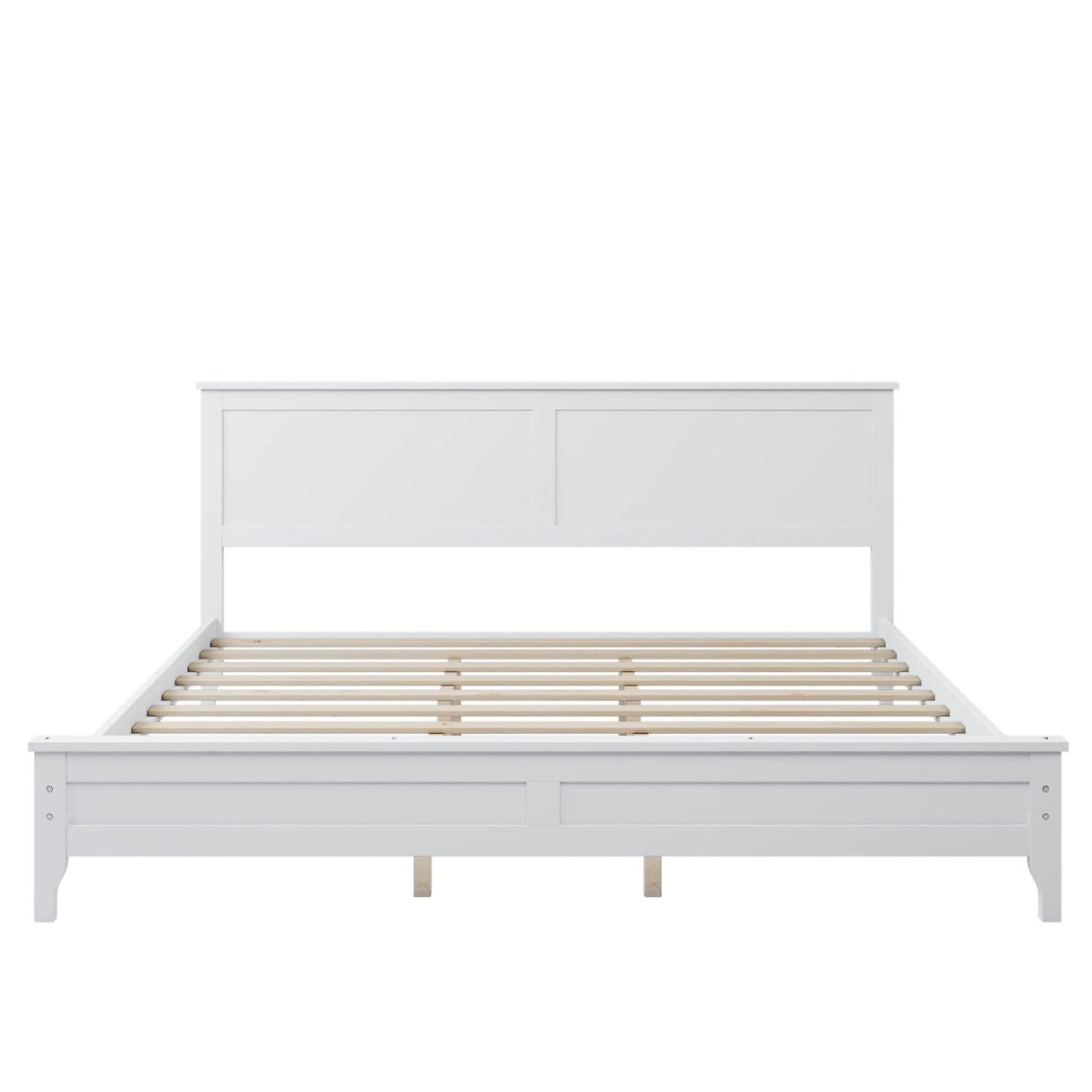 Modern Solid Wood Platform Bed White White King