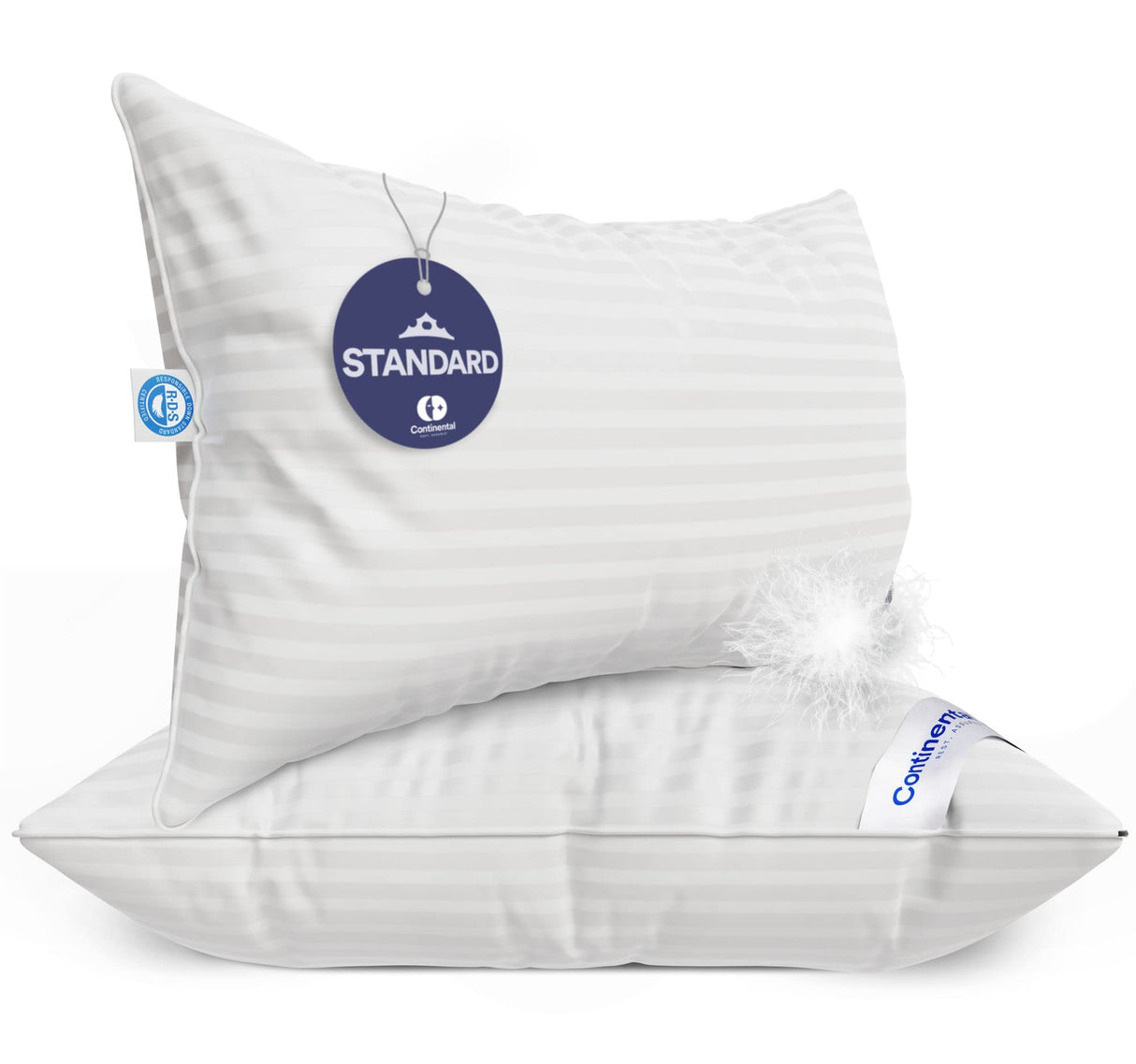 Luxury Down Pillows Standard Size Set of 2 - Family Made in New York