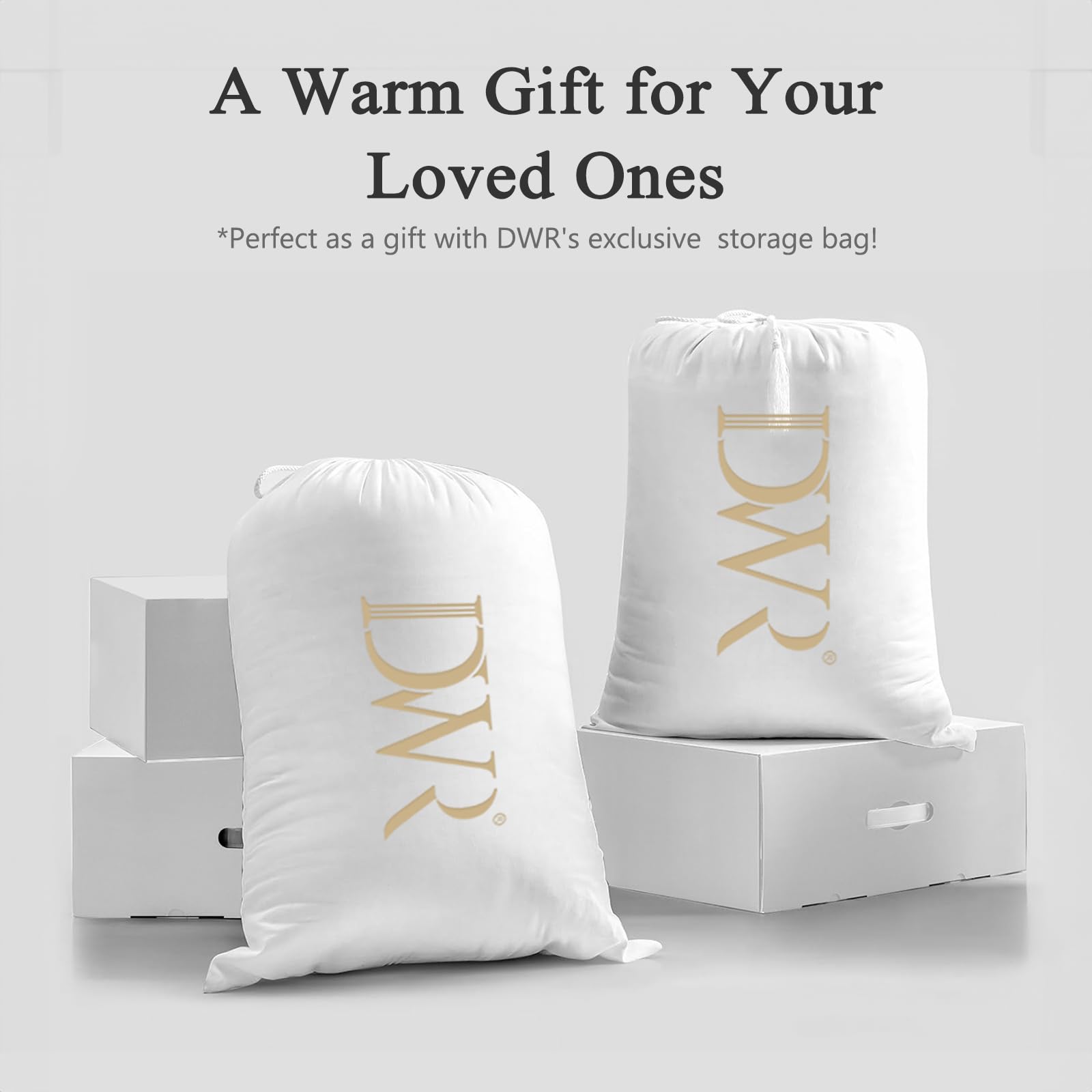 DWR Superior Luxury Feather Down Comforter King Size, Ultra-Soft Cotton-Blend Fabric, 900 FP All Season Medium Warmth Bed Duvet Insert(106"x90", White)