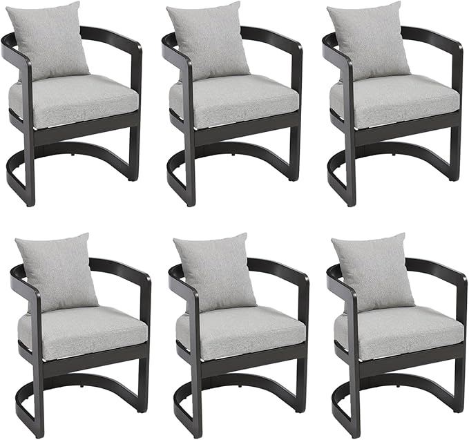 Patio Dining Chairs Set of 2, Modern Outdoor Dining Chairs with Cushions & Backrest