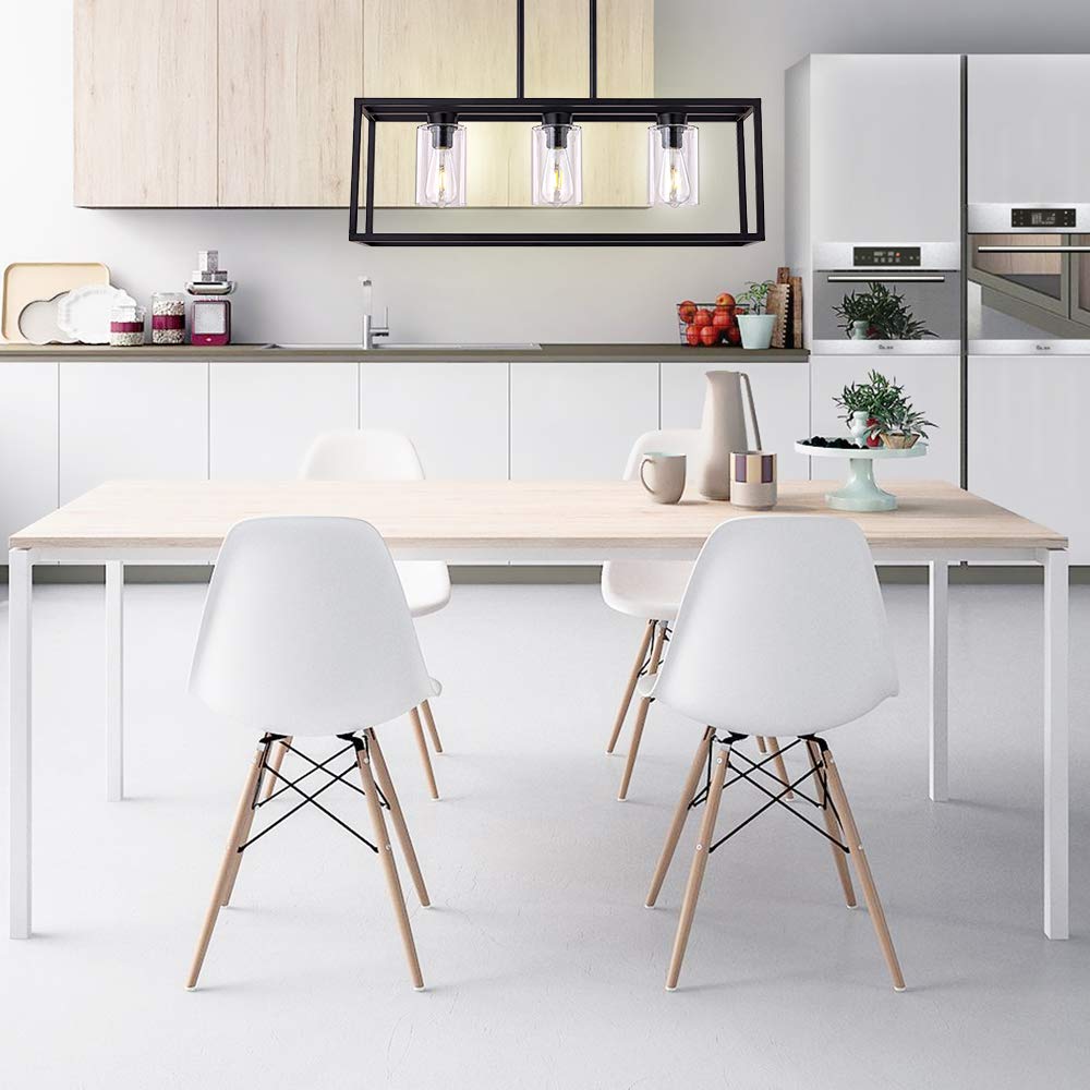 Dining Room Lighting Fixture Hanging Farmhouse Black 3 Light Modern Pendant