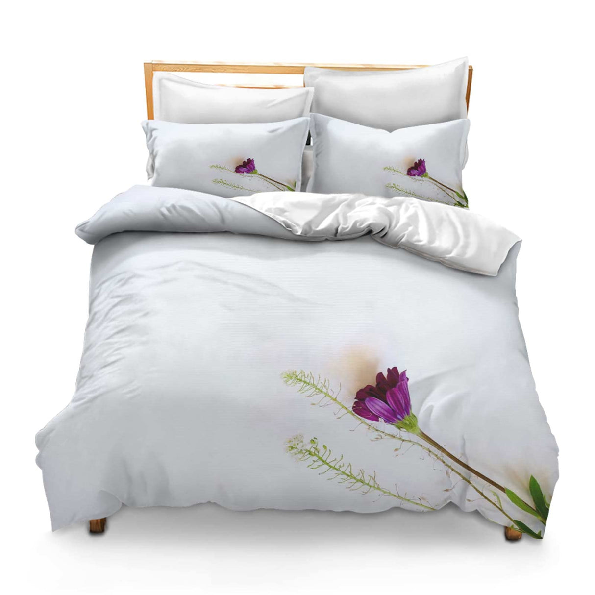 Printed Comforter Cover Set Full Size Close Up of Flowers in The Countryside for Kids Girls