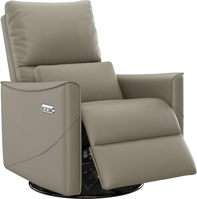 Power Glider Recliner Chair – Swivel Rocking Nursery Seat with Lumbar Support