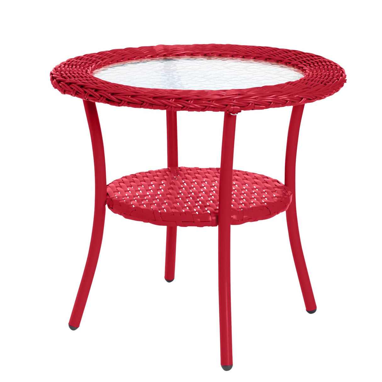 Roma All-Weather Wicker Side Table - Coral
