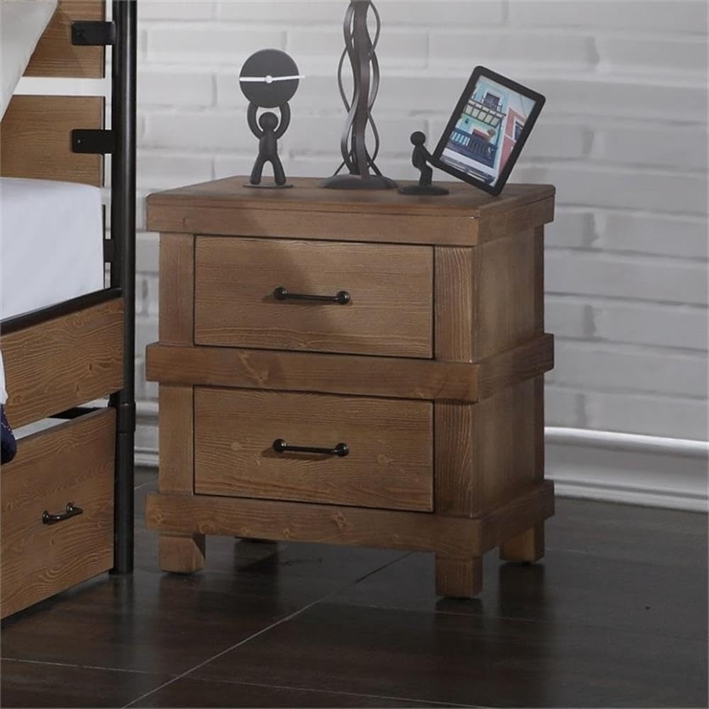 Furniture Adams Wood Nightstand in Antique Oak