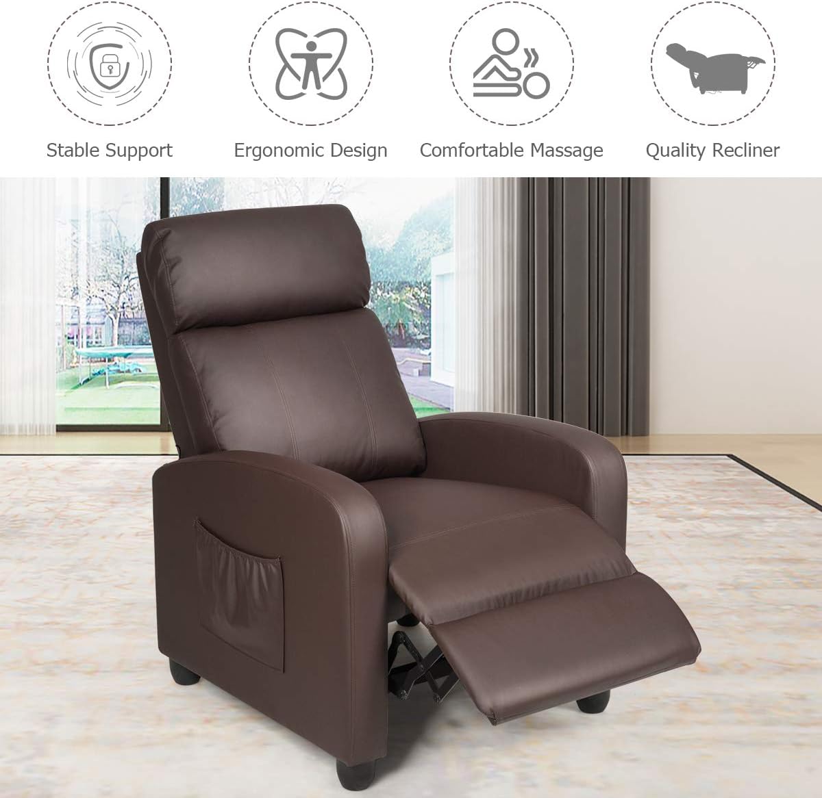Recliner Chair Fabric Recliner with Massage Function Small Reclining Chair