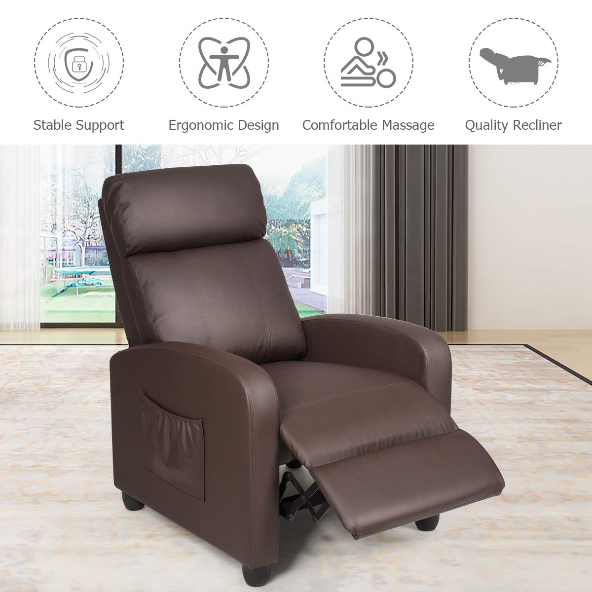 Recliner Chair Fabric Recliner with Massage Function Small Reclining Chair