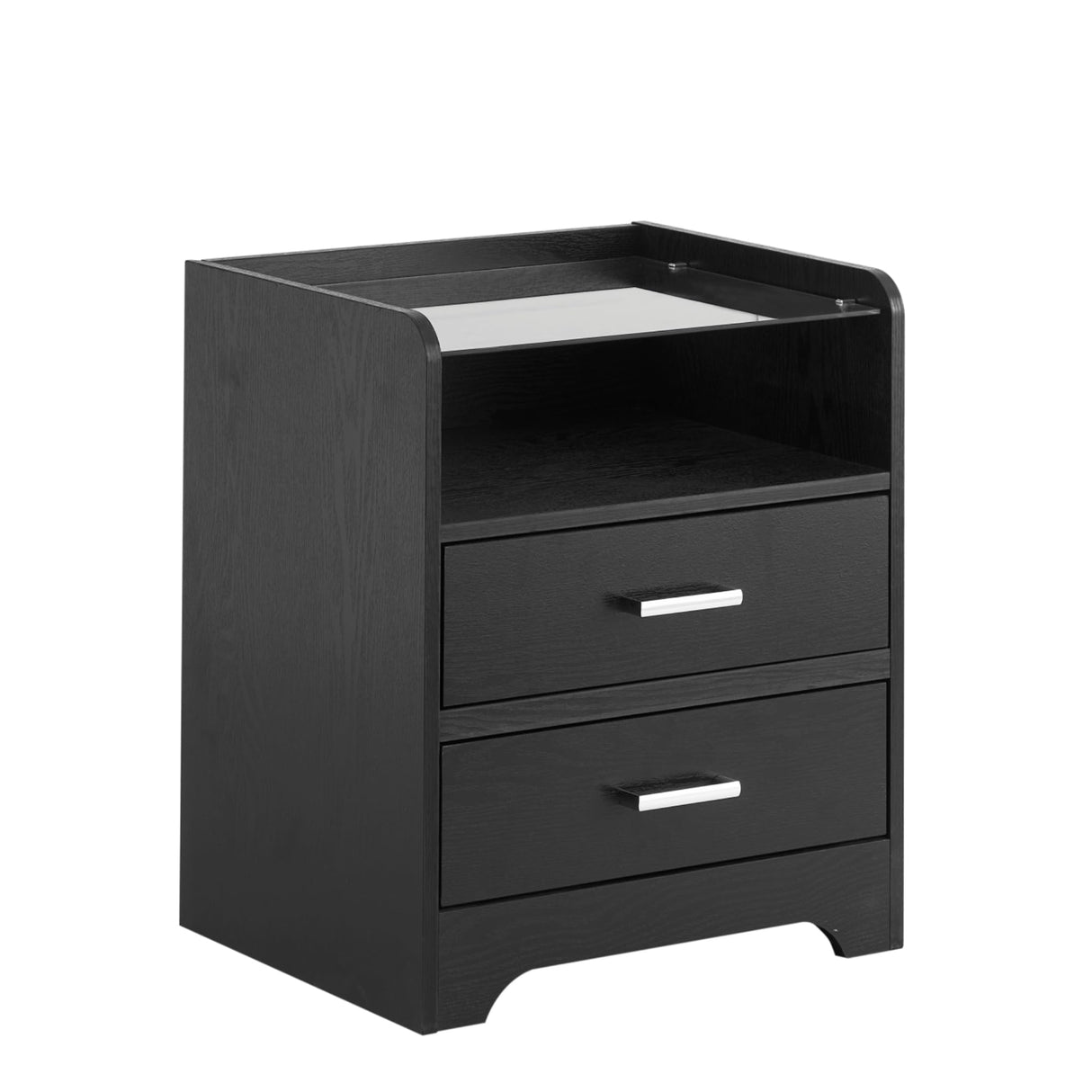 Smart LED Night Stand with 2 Drawers and Glass Top