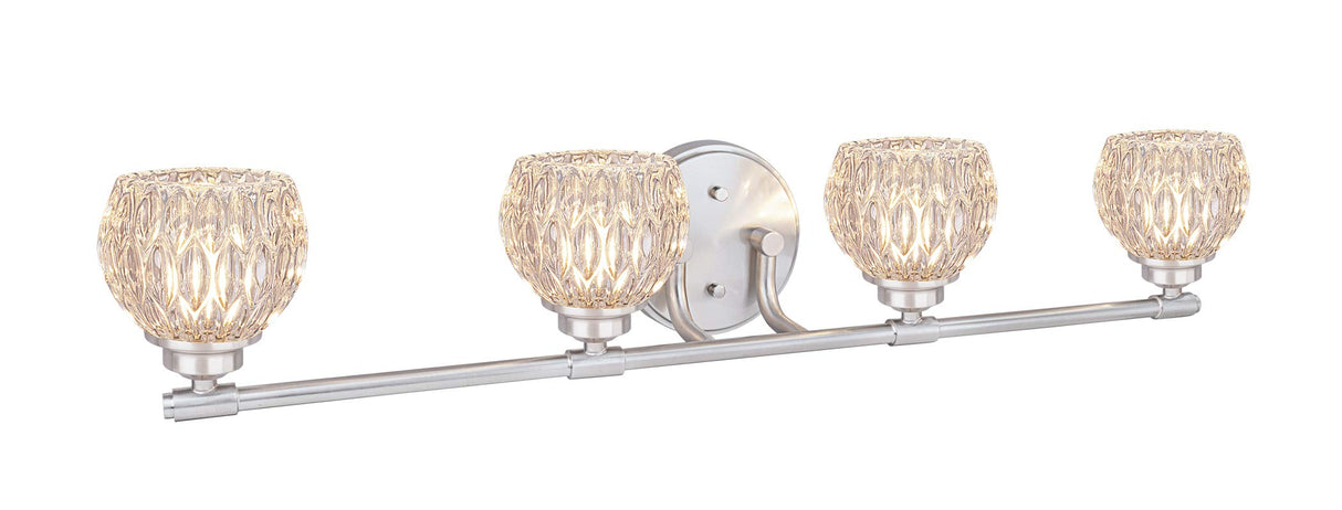 62197A, Four-Light Metal Bathroom Vanity Wall Light Fixture, 31-1/4" Wide