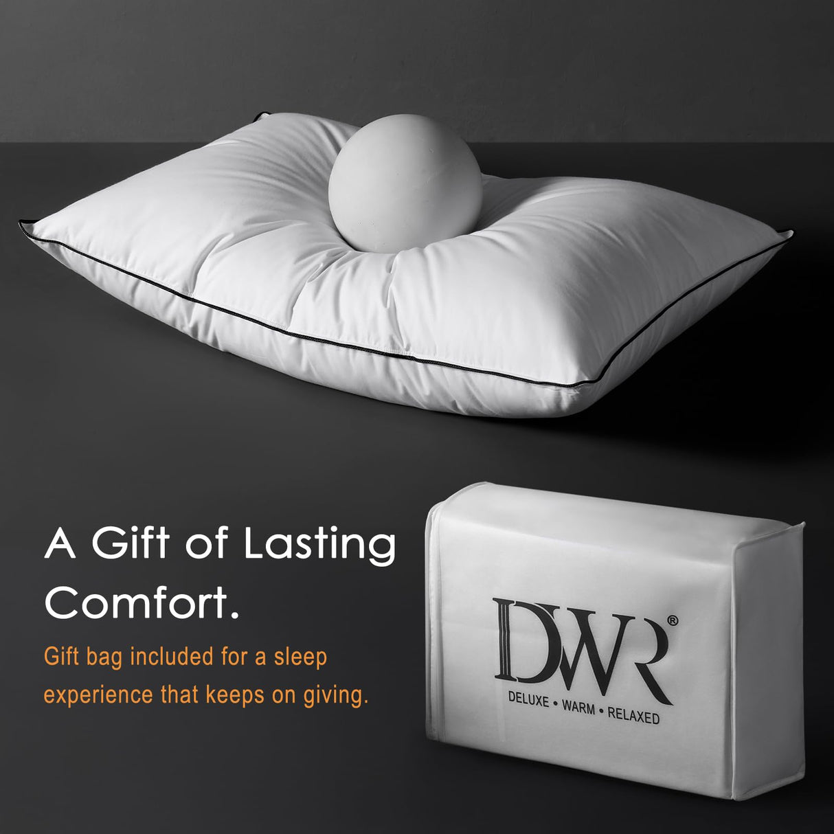 DWR Cloud-Like Luxury Feathers Down Pillows Set of 2, Soft & Fluffy Support with 100% Organic Cotton Cover, Ideal for Back & Stomach Sleepers – Not for Firm Pillow Lovers (20"x26")