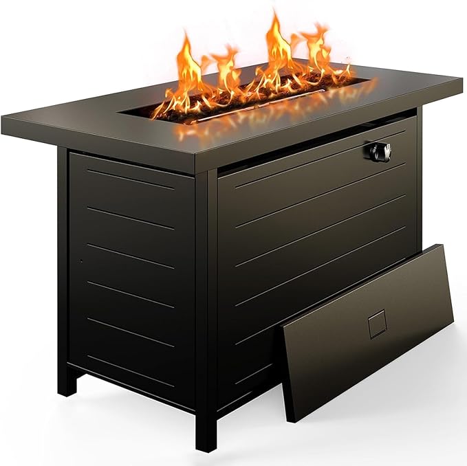 42 Inch Gas Fire Pit Table, 60,000 BTU Propane Pits for Outside