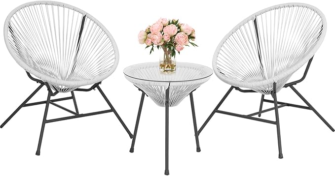 Acapulco Patio Bistro Set 3-Piece Outdoor Furniture Set All-Weather Woven Rope Patio